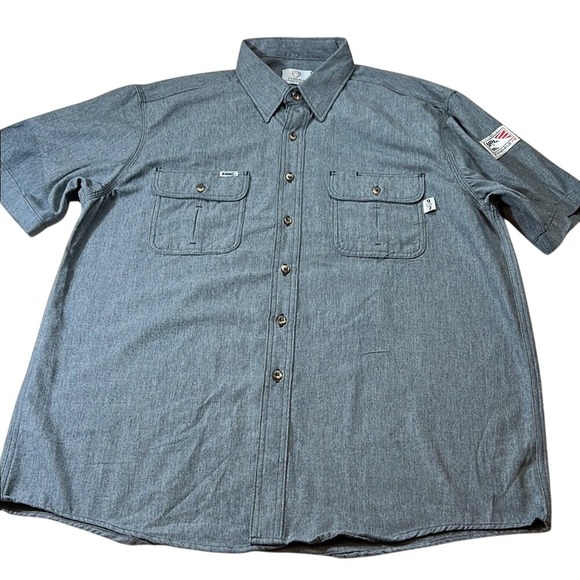 Tyndale FR Work Shirt Flame Resistant Arc Rated Short Sleeve Gray XL